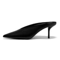 Coutgo Women'S Pointed Toe Slip on High Heel Mules, Faux Leather Formal Holiday Dress Shoes with Rubber Sole, Womens, Women'S Shoes, Basic, Shoes for Women, Plain